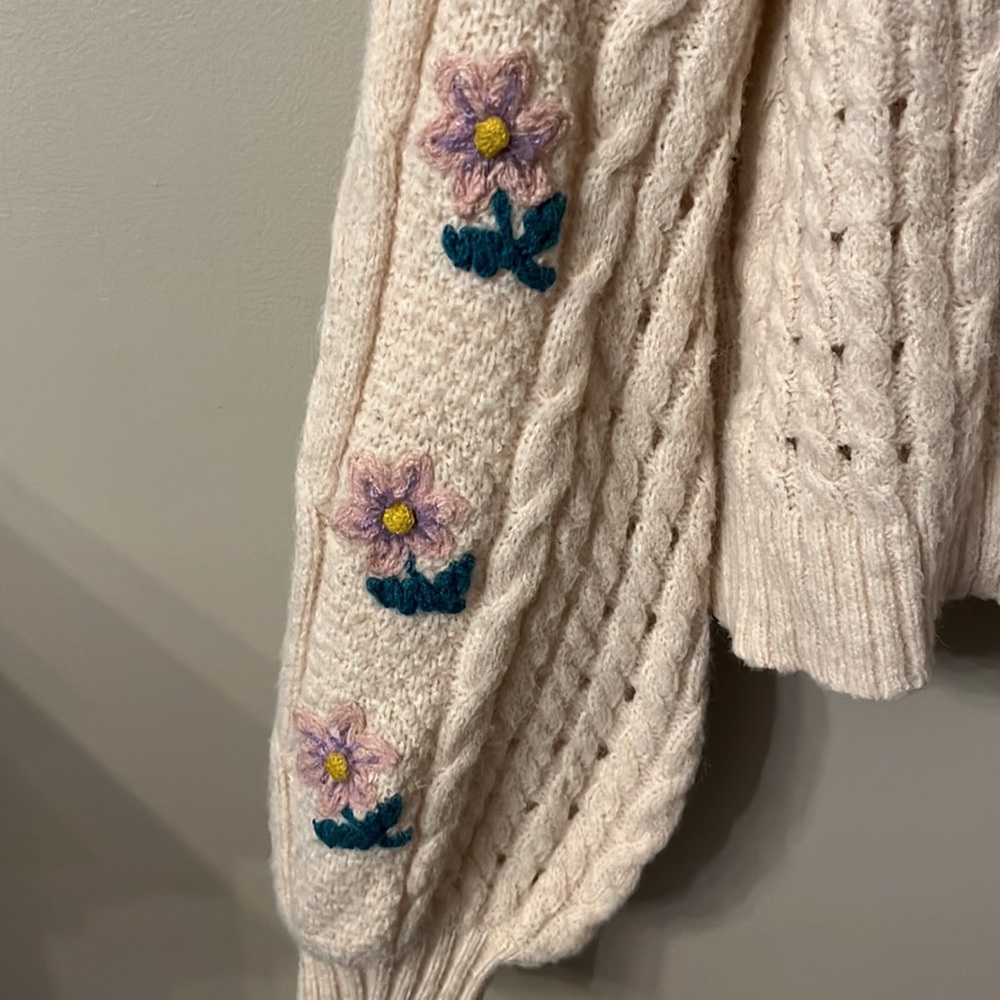 Altar’d State Embroidered Sweater Light Pink - M - Picture 2 of 3